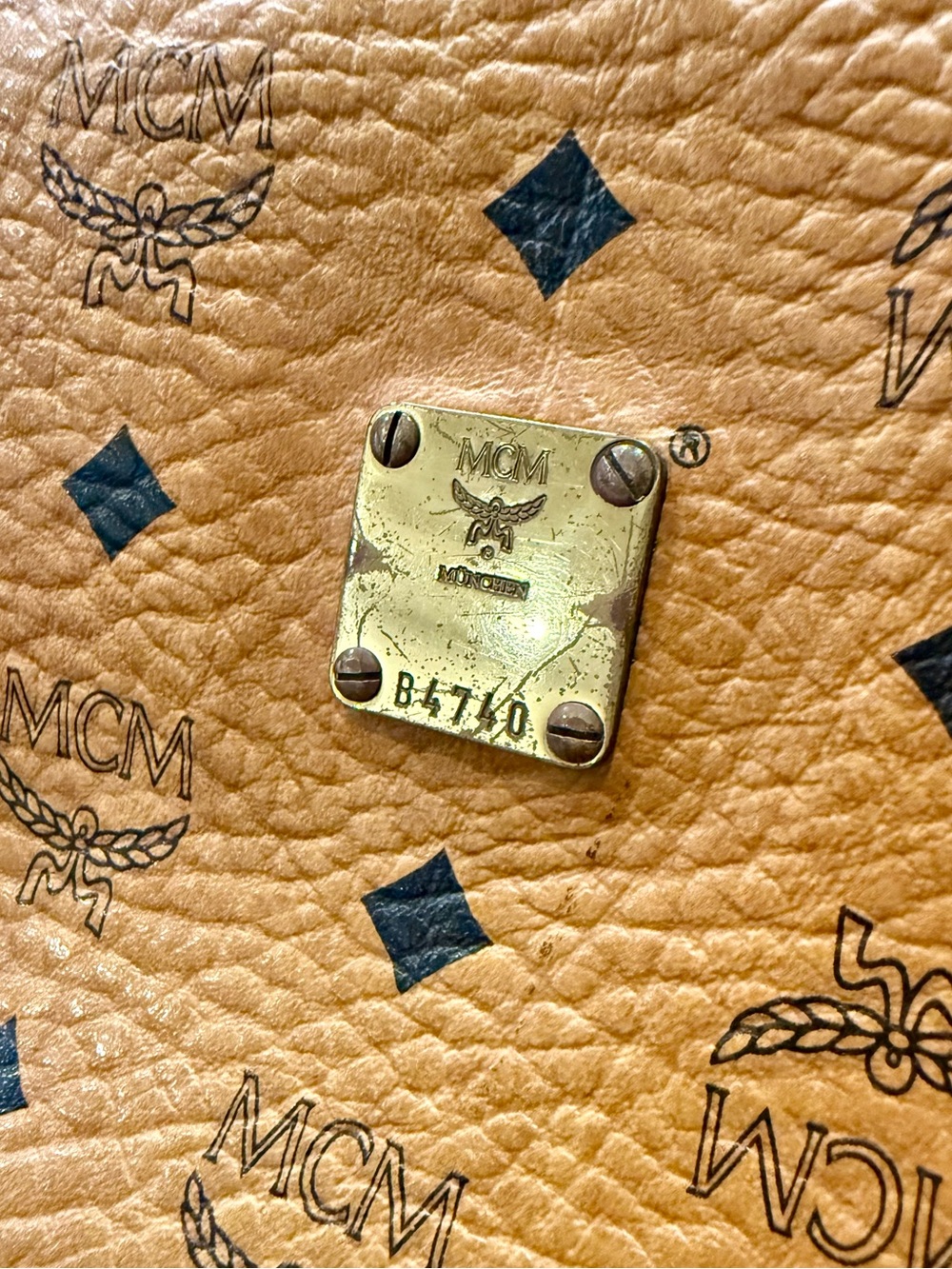 MCM Cognac Visetos Monogram Pouch with Leather Trim - Picture 5 of 13